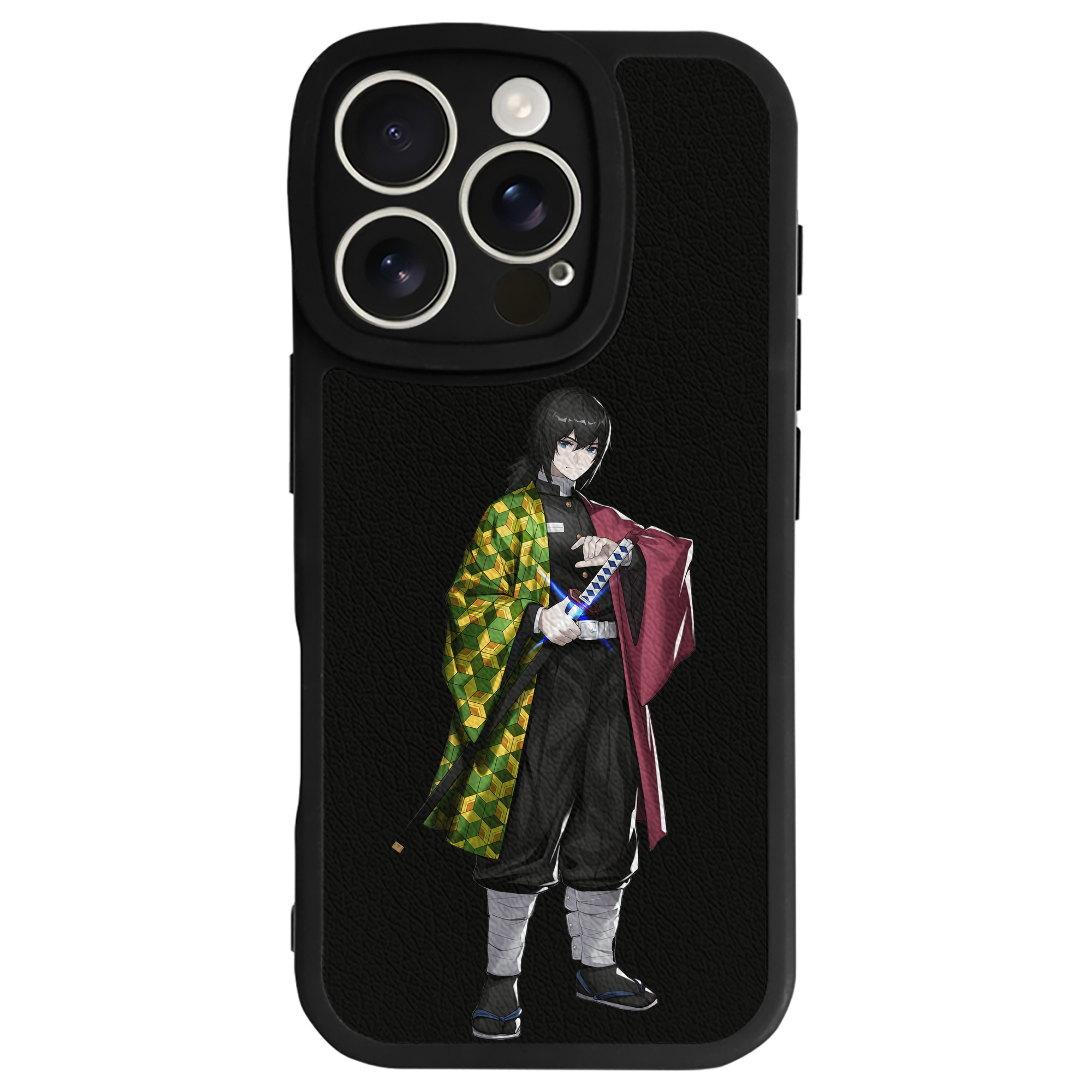 （画像用） 鬼滅の刃（きめつのやいば）水柱-冨岡 義勇／とみおか ぎゆう Tomioka Giyuu 【iPhone 16シリーズ対応】シリコンスマホケース（レザー調） 材質：シリコン